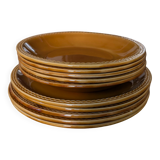 Set of 5 flat plates and 5 deep plates in ceramic