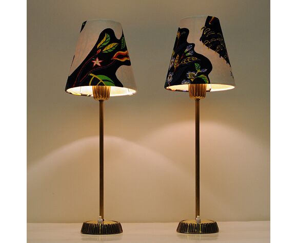 Brass Table Lamps By Sonja Katzin, Swedish Table Lamps