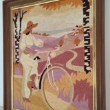 Canvas print of a woman on a bike