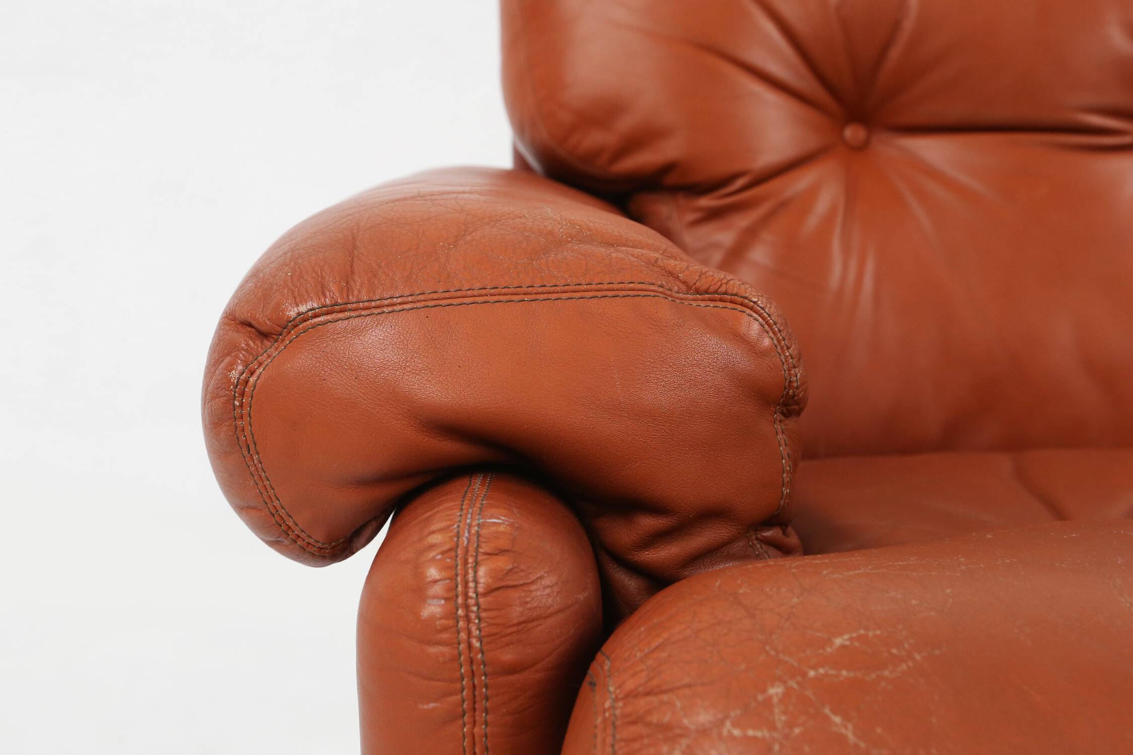 Brown leather 2-seater sofa Coronado by Tobia Scarpa for B&B Italia, Italy ca. 1960