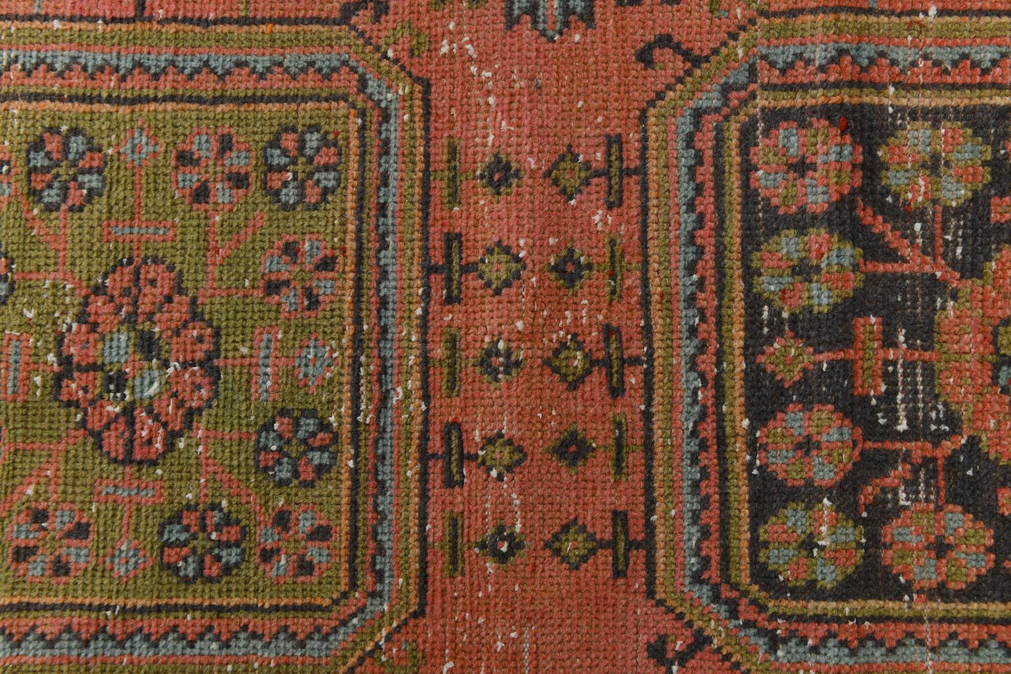 3x11 Vintage Terracotta Oriental Pattern Turkish Runner Rug, 89x342Cm