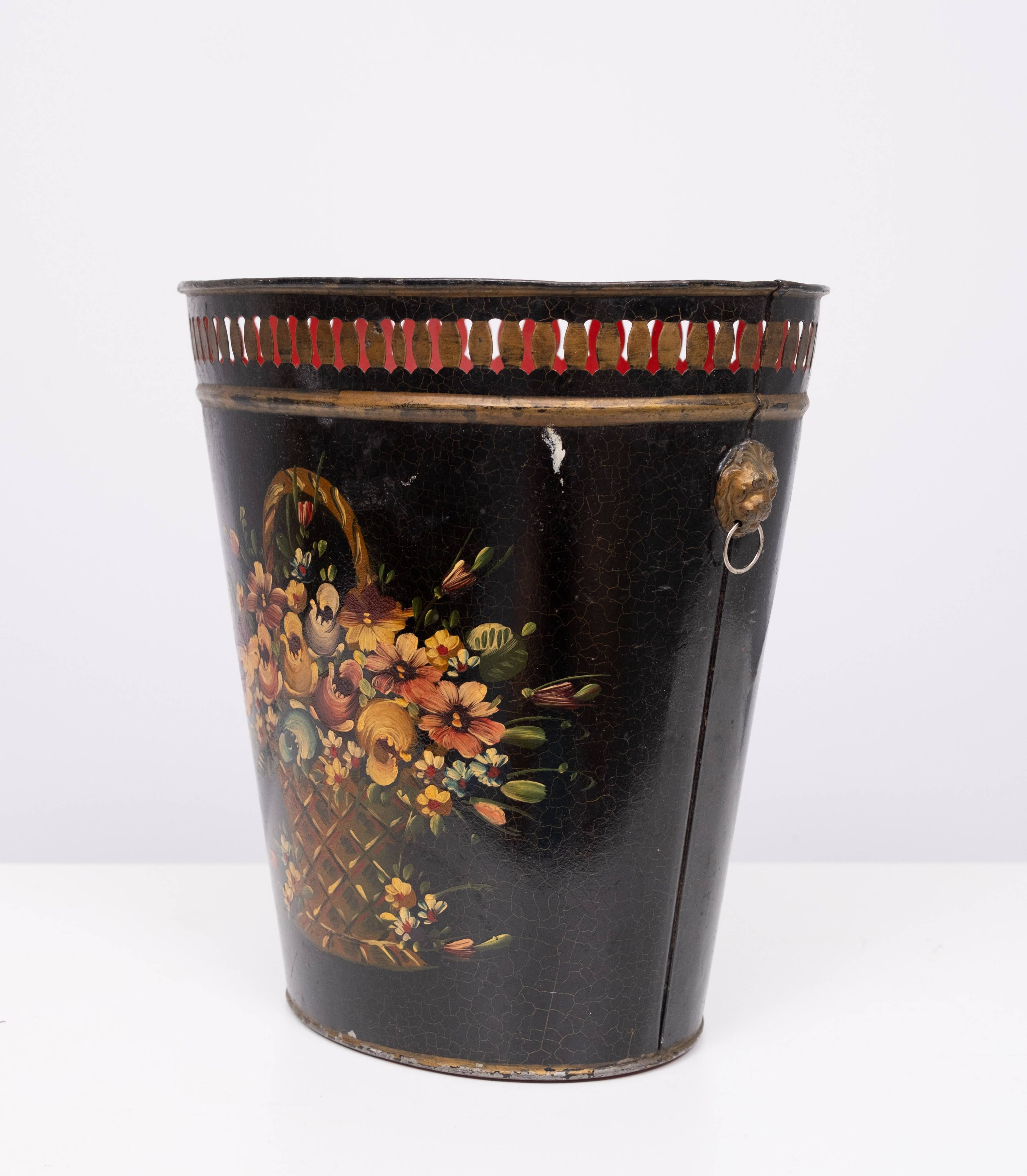 Metal Hand painted Waste Basked 1950s England