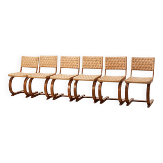 Bas van Pelt, ensemble rare de 6 chaises de salle à manger pour ma maison, 1936