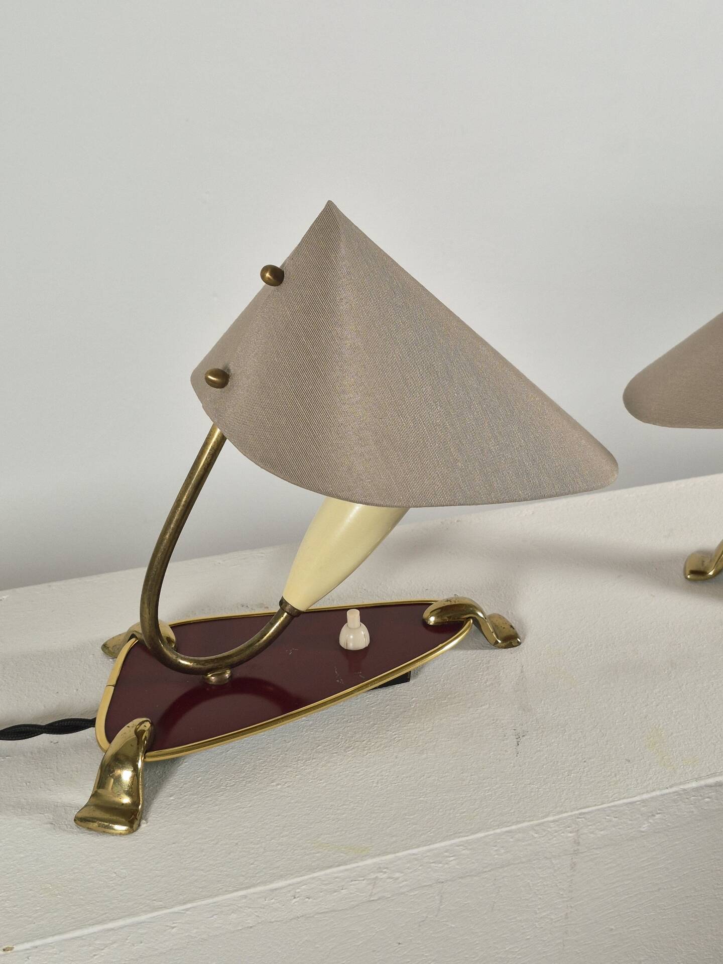 Pair of vintage brass wall or table lamps from the 1950s.