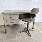 Vintage industrial steel desk/office with mint green top