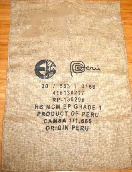 Backpack coffee in jute canvas 'Peru '.