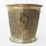 Champagne bucket in brass regrowth silver with lion handles, 1900s