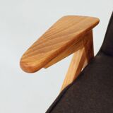 Vintage Lounge Chair Dark Cacao Wool Upholstery