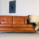 Canapé Svend Skipper vintage danois des années 60 en cuir cognac pour 3 personnes.