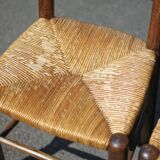 Set of 4 wooden and straw chairs, wooden chair, straw chair, countryside, chalet