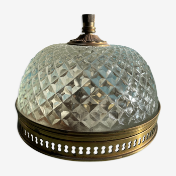 Vintage glass and brass ceiling lamp