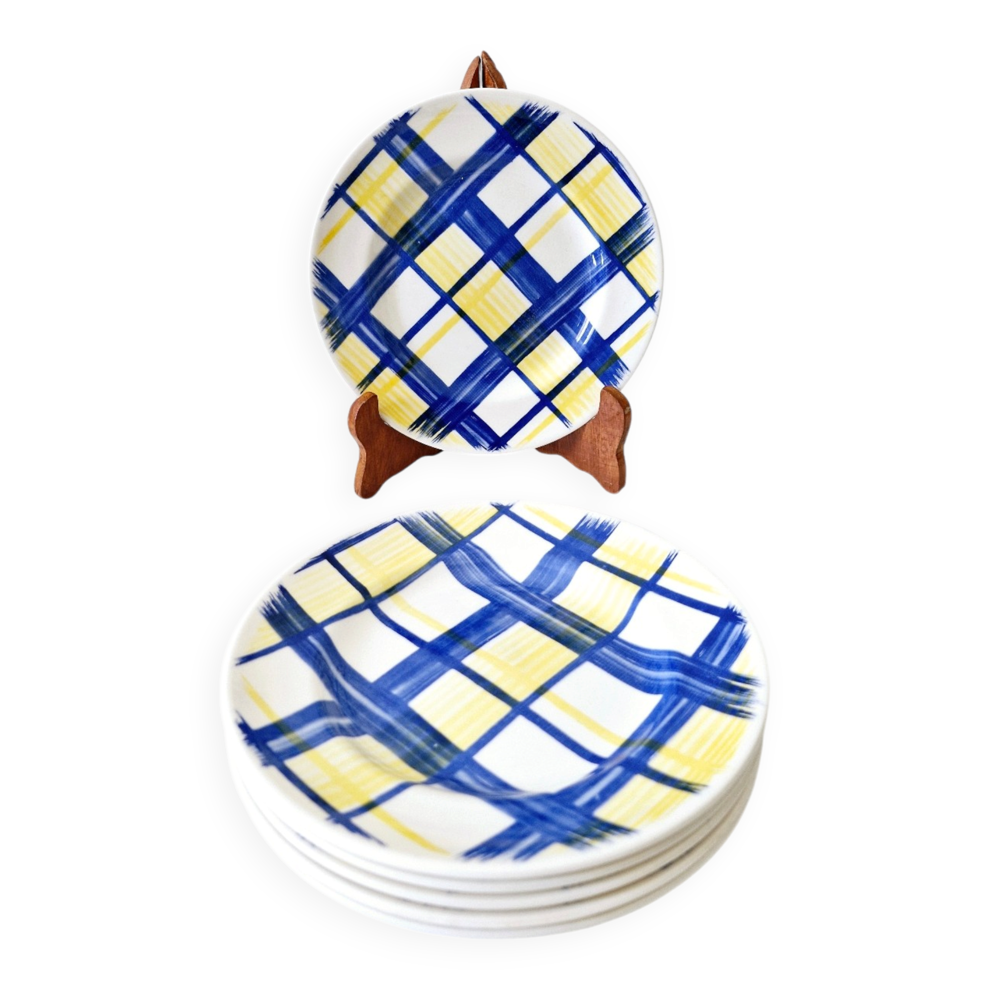 6 vintage English dessert plates