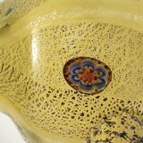 Pichet en verre soufflé à la main en opaline jaune postmoderne avec murrines et paillettes d'argent