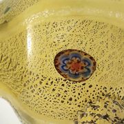 Postmodern Yellow Opaline Hand Blown Glass Jug with Murrines and Silver Flakes