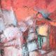 Oil on canvas signed Monique Humbert, abstract composition, wall painting, interior decoration.
