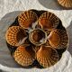Set of 12 oyster or shell plates in glazed brown ceramic D