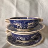 Villeroy and Boch Burgeland blue soup cups with underplates