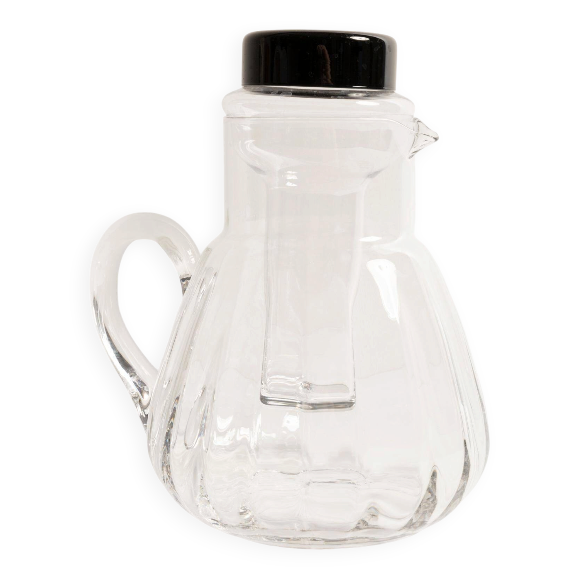 Transparent pot Mid-Century Modern in hand-painted glass, Europe, 1960s