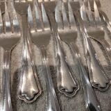 12 silver-plated metal cake forks by Ercuis silversmiths, Contours pattern