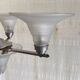 Art Deco chandelier with 4 lights in metal and glass - 1930s/40s