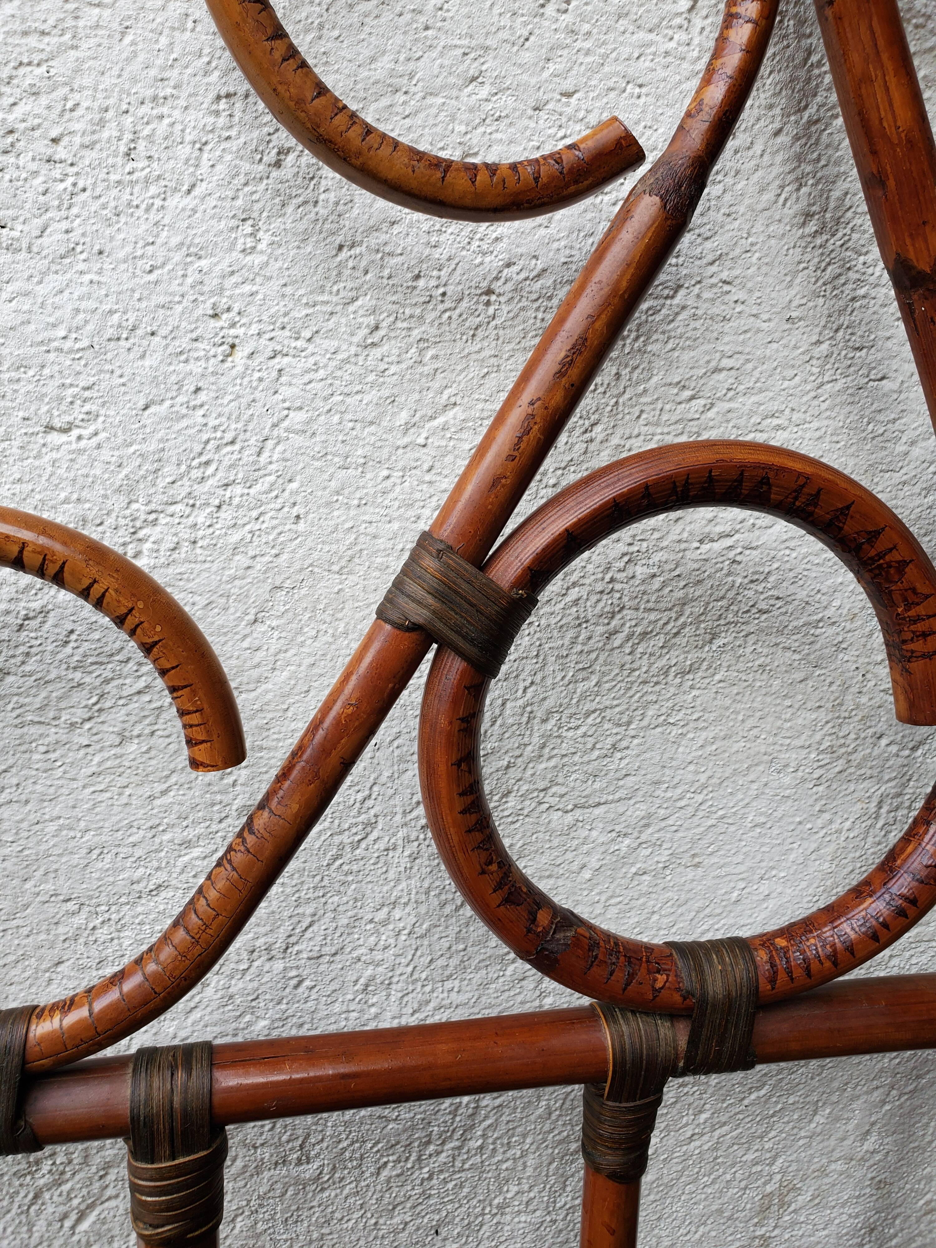 Rattan and brass headboard