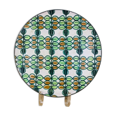 Round dish flowers 70s ceramic Y. Lemieux