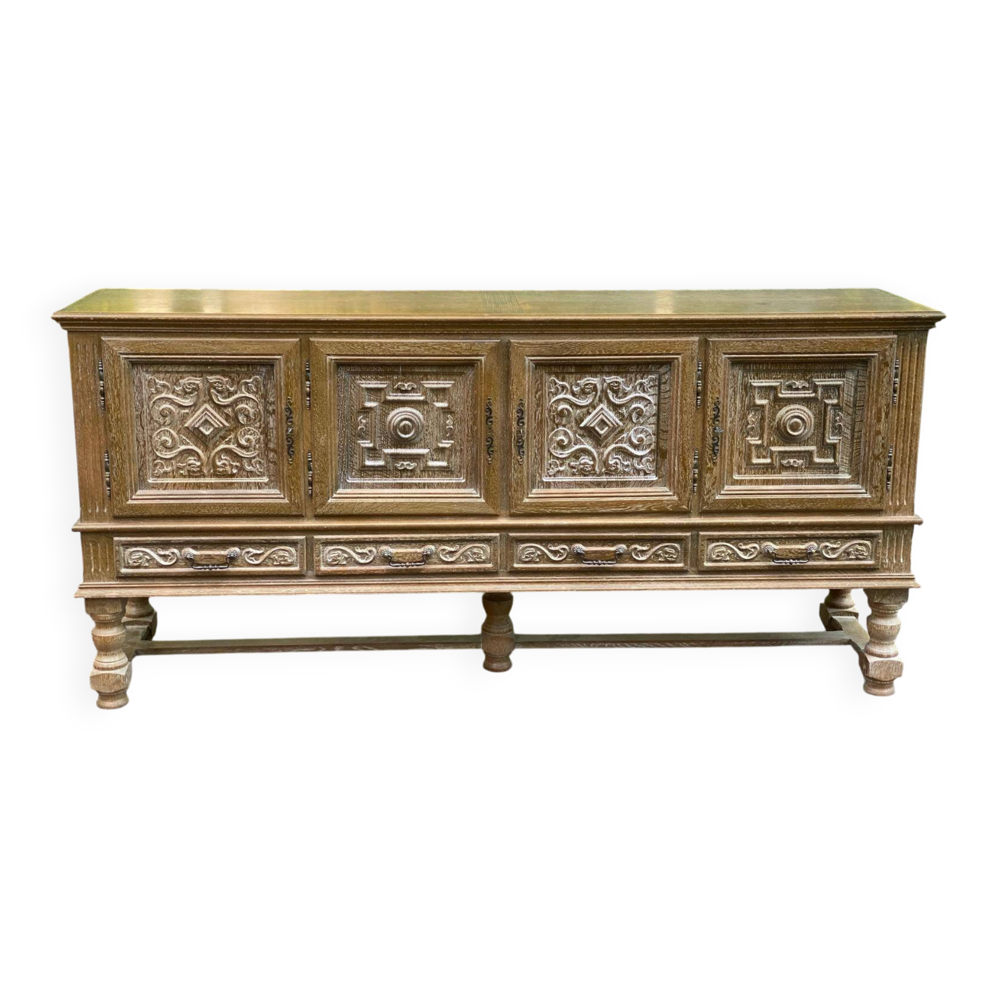 Spanish Renaissance patinated solid wood sideboard