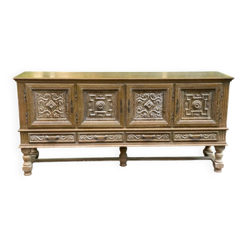 Enfilade en bois massif patinée renaissance espagnol
