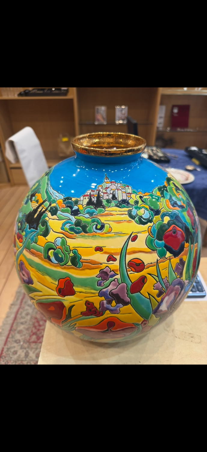Vase Boule Colonial Émaux de Longwy