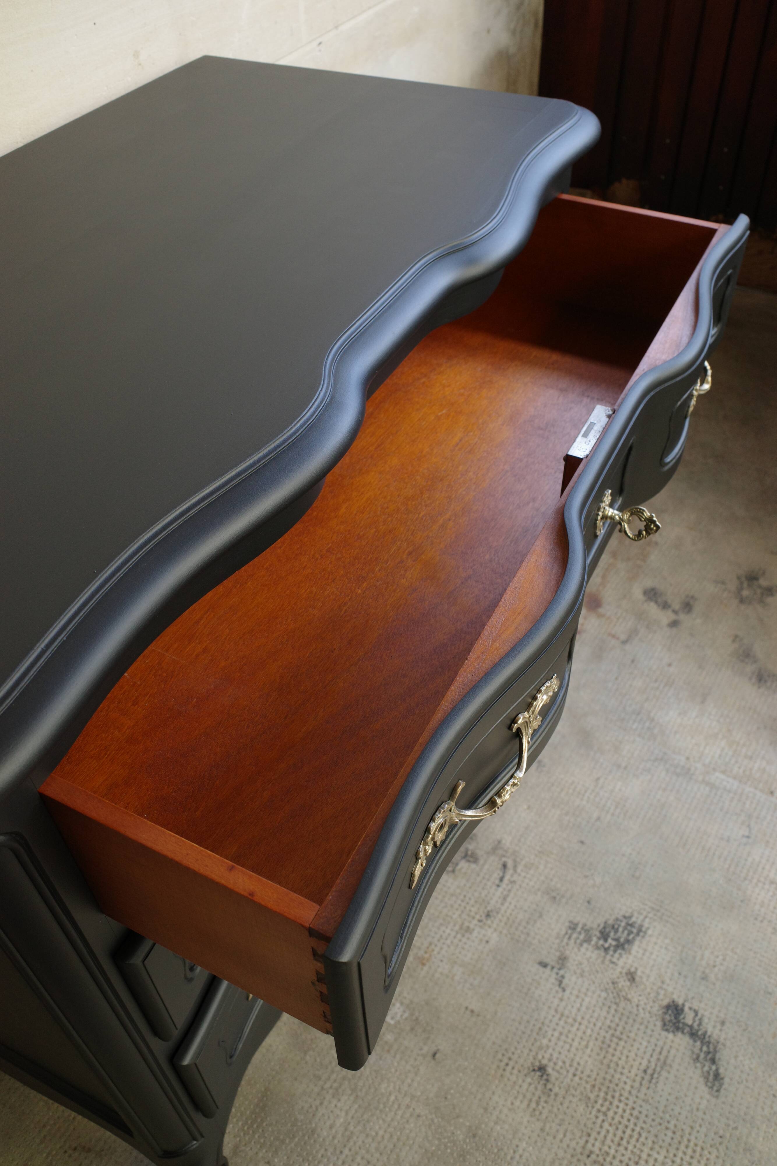 Revamped vintage black chest of drawers