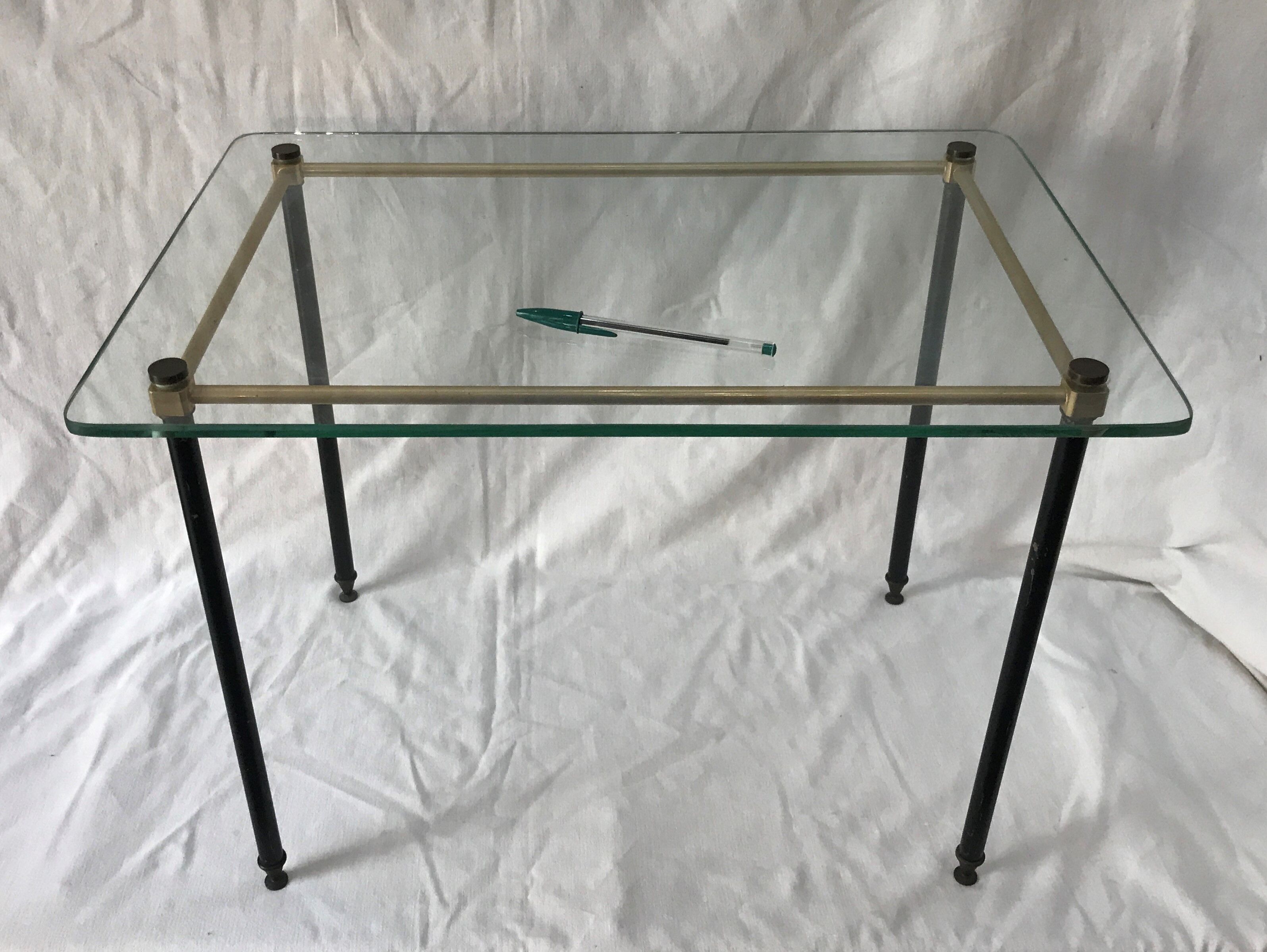 Pull out tables in glass and brass 1950