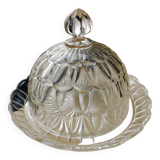 Cloche à fromage sur son plateau en verre pressé moulé