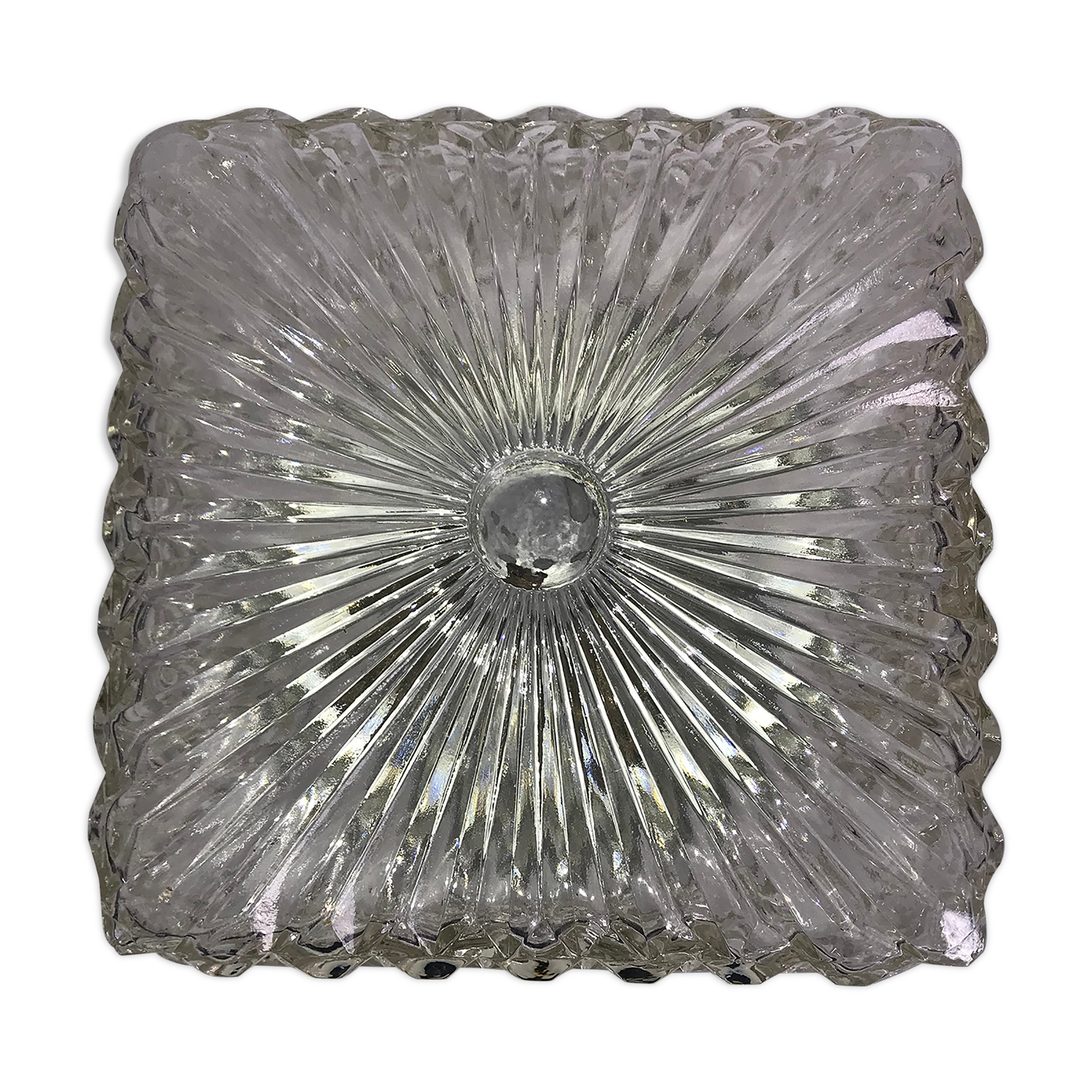 Square ceiling light in chiseled glass