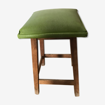 Tabouret d’atelier assise en simili cuir vert