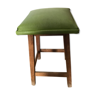 Tabouret d’atelier assise en simili cuir vert