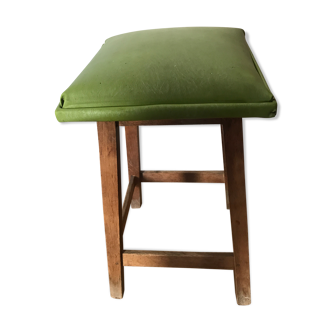 Stool in faux green leather