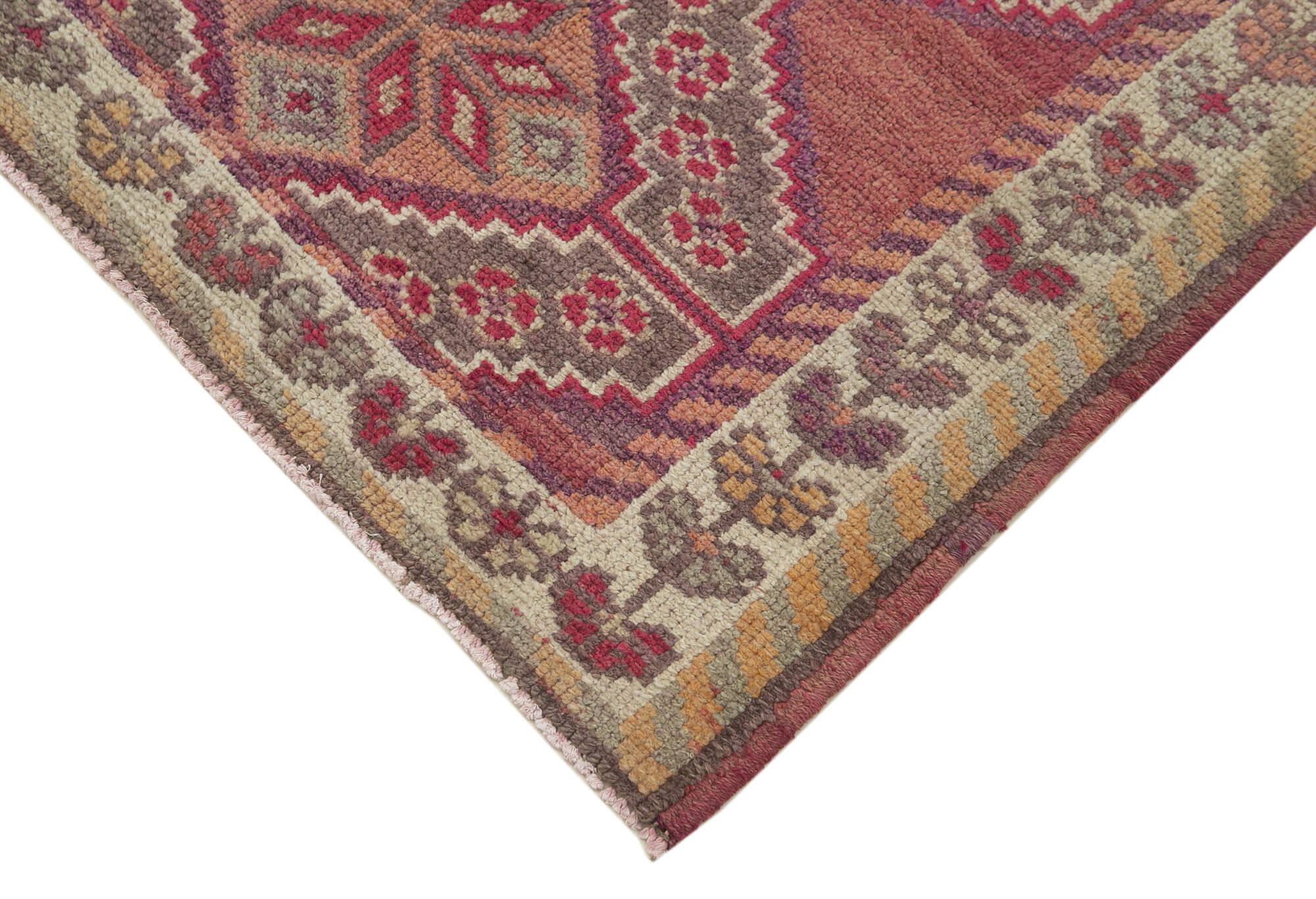 Hand-knotted rustic turkish red runner carpet 91 cm x 442 cm