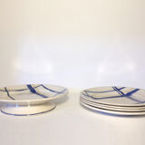 Set 4 plates and 1 pie dish Longwy model "Lucia"