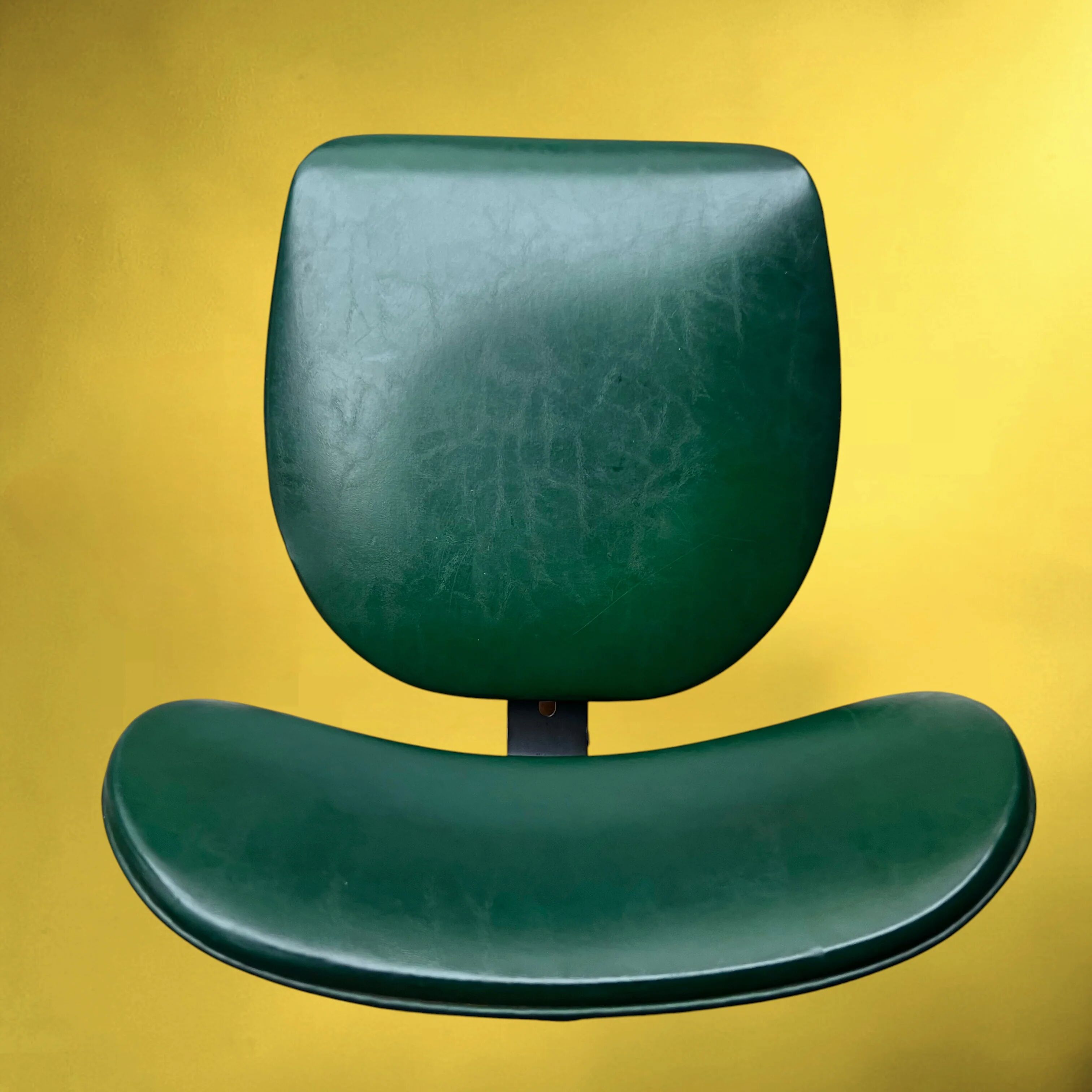 Polster office chair Gleich Klöber in green faux leather, wood and metal – mid-century