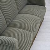 1960s, Danish 3-seater sofa, original green furniture velour, oak wood.
