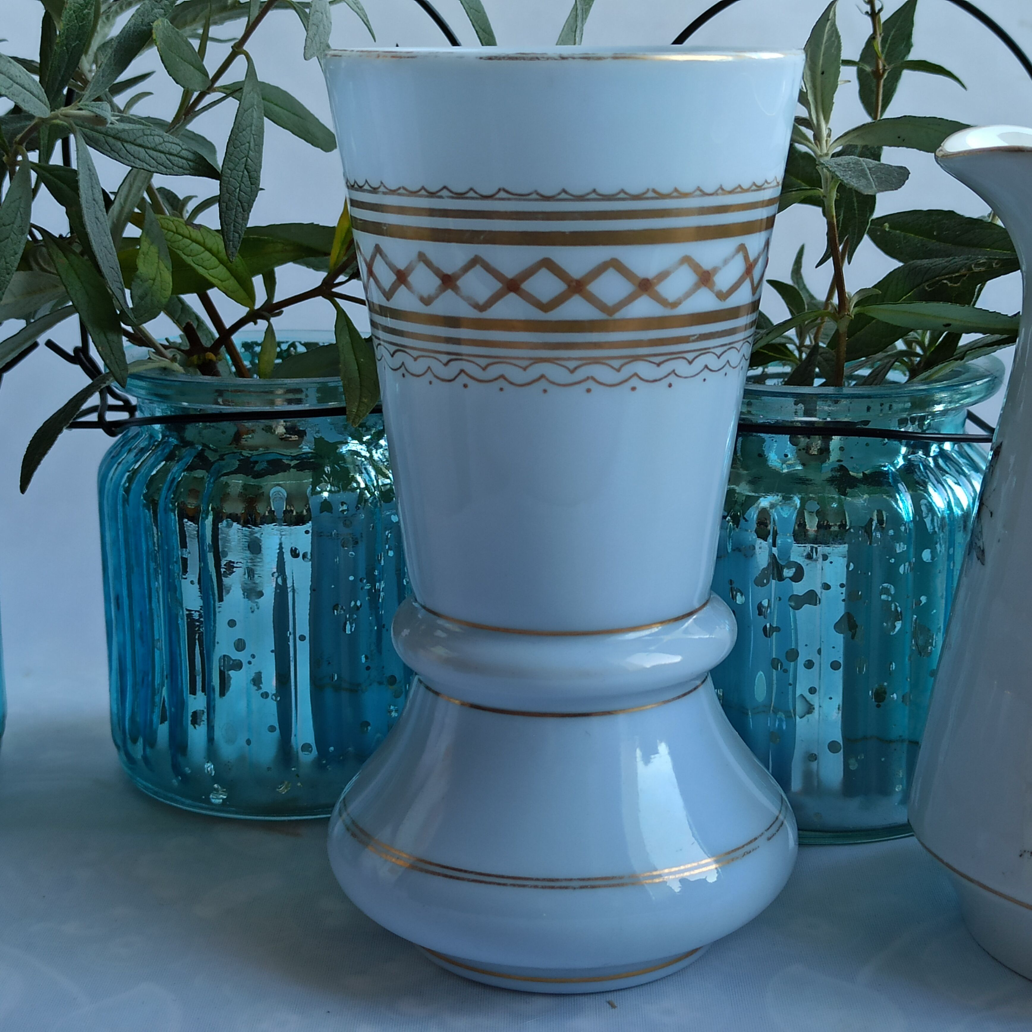 19th century blue opaline vase 15 cm