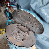 Blue enameled cast iron frying pan