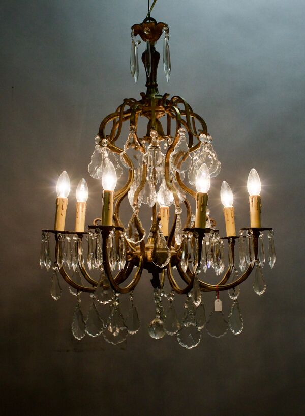 Lustre à pampilles en cristal XIXème