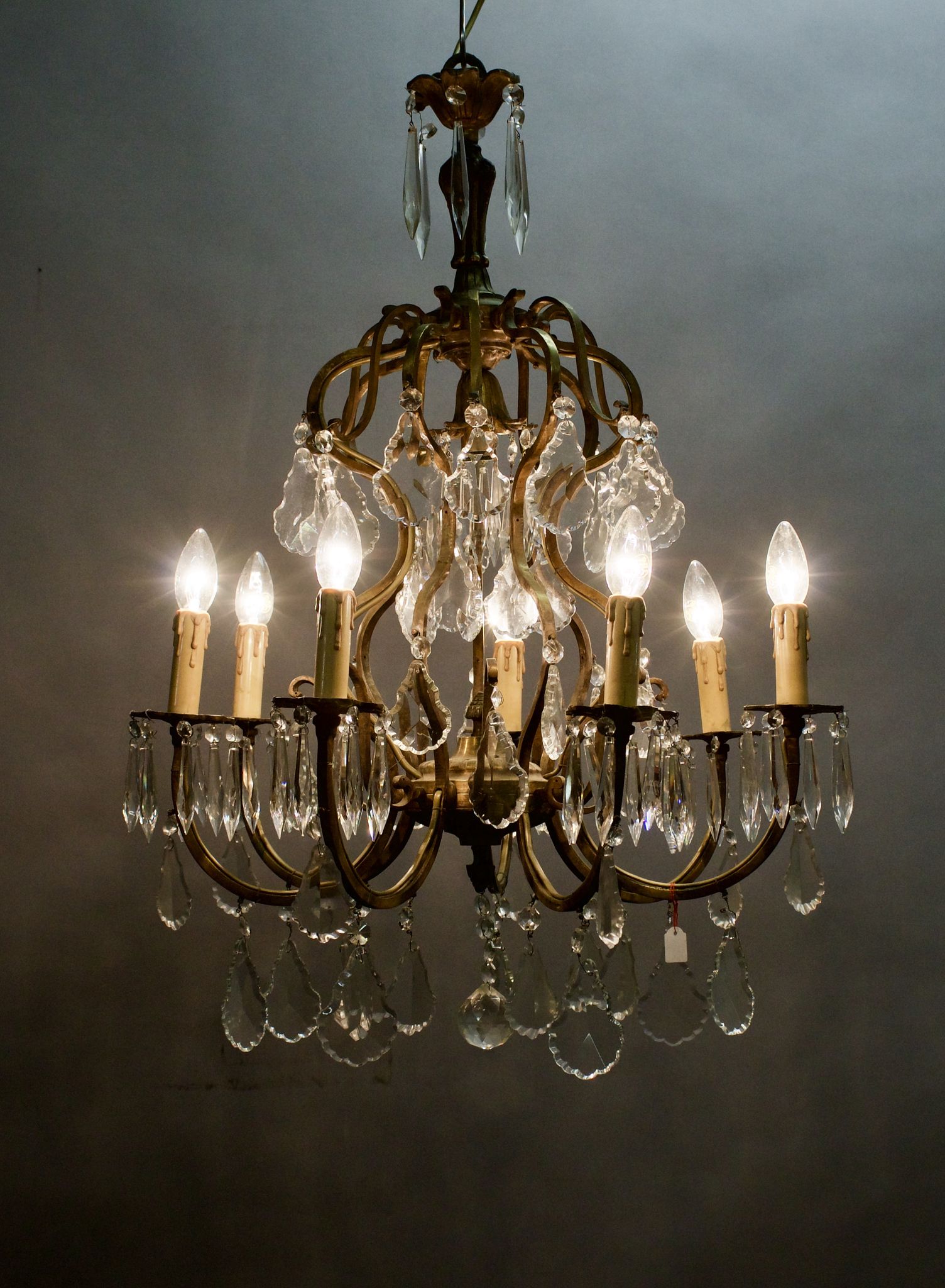 Lustre à pampilles en cristal XIXème