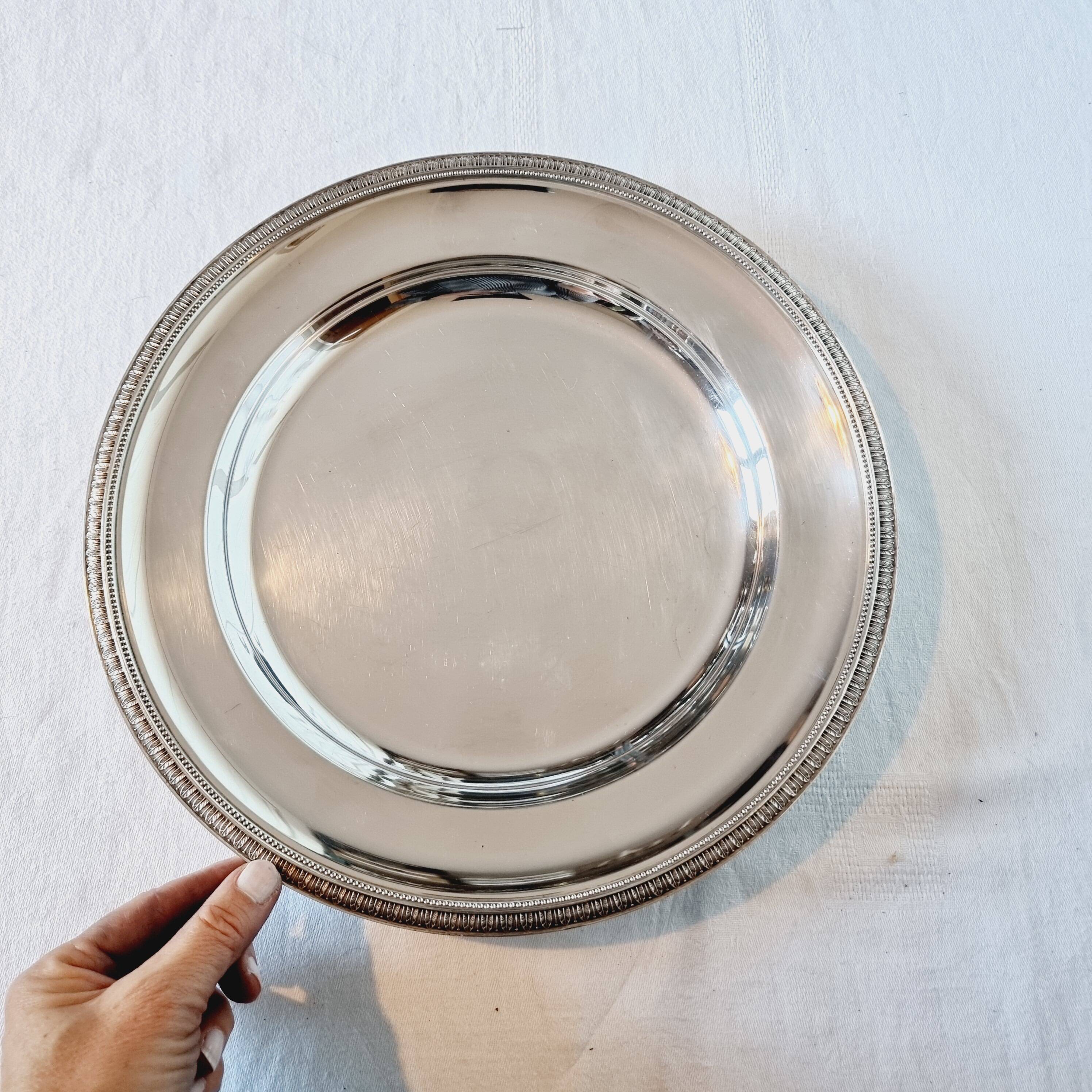 Round tray or large platter in silver metal christofle model gallia malmaison