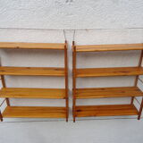 Pair of modular pine wall shelves
