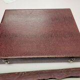 Old silver metal service with box