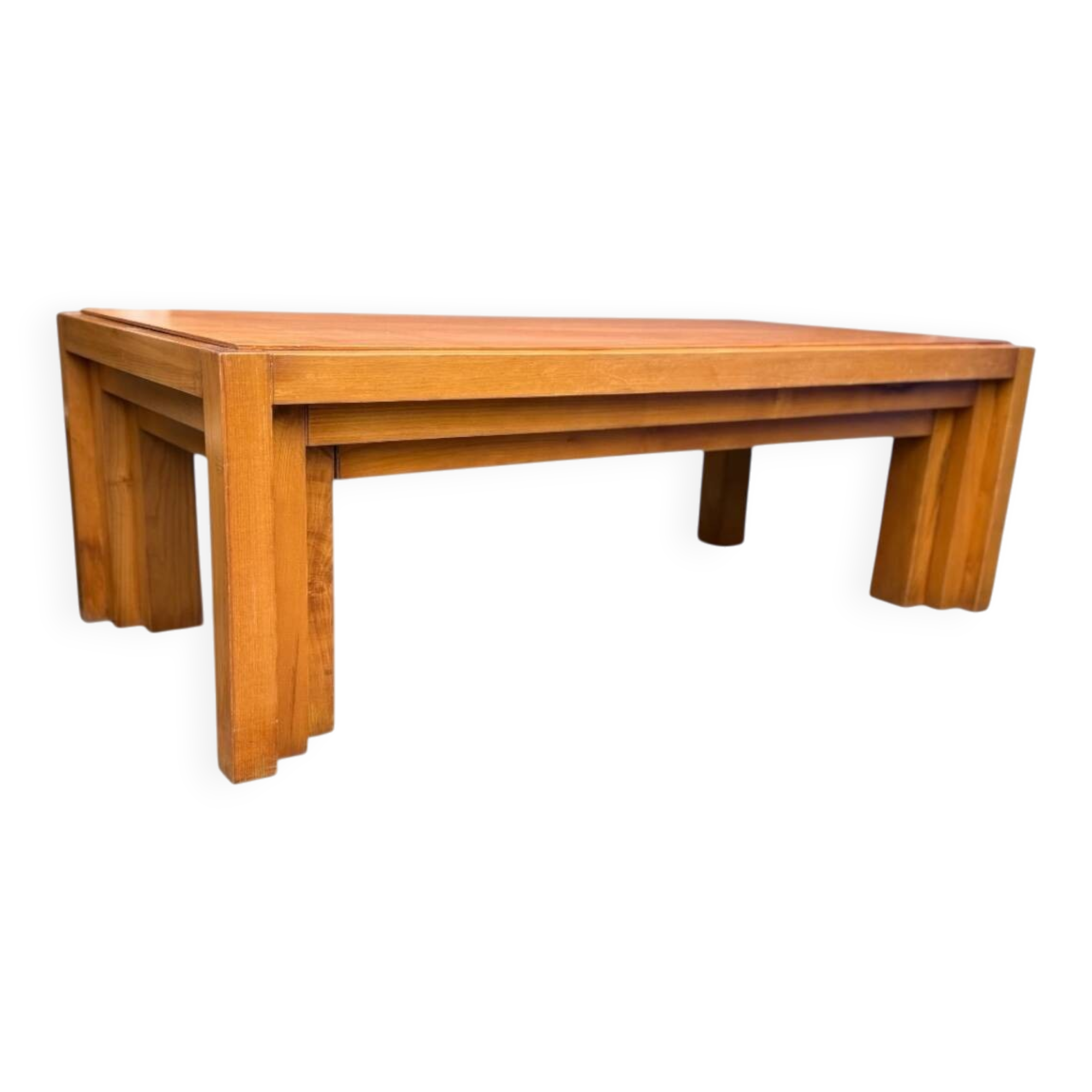 Vintage coffee table in solid elm from the 1970s.