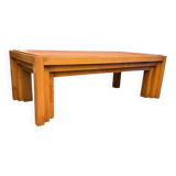 Vintage coffee table in solid elm from the 1970s.