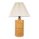 Lampe de table cylindrique en bois massif tourné, France, 1970